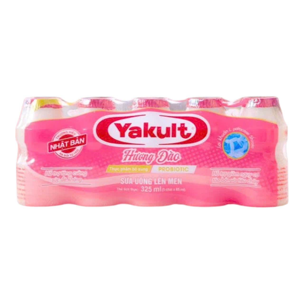 Lốc 5 Chai Sữa chua uống men sống Yakult vị đào - Chai 65ml