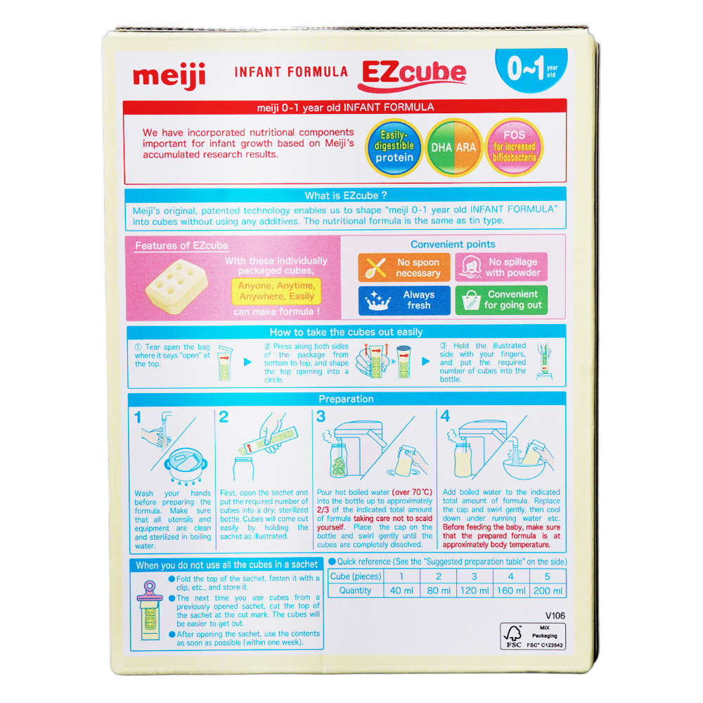 Sữa Meiji thanh Infant Formula Ezcube 540g (0-12 tháng)