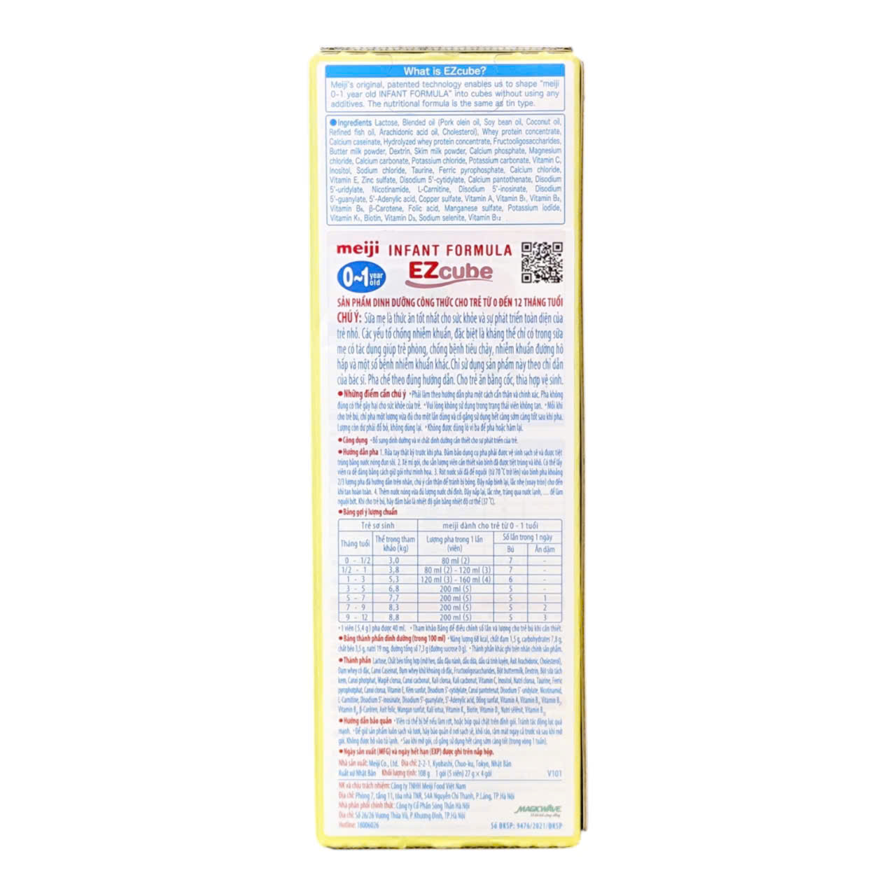 Hộp 4 Thanh Sữa Meiji Infant Formula Ezcube 108g (0-12 tháng)