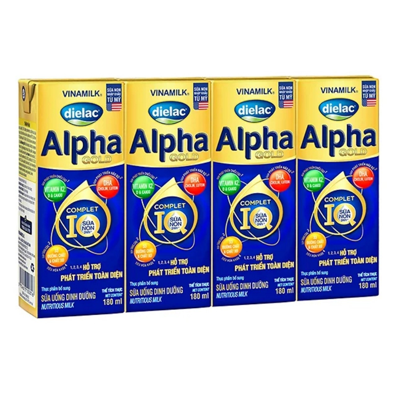 Thùng 48 Hộp Sữa Bột Pha Sẵn Dielac Alpha Gold 180ml, cho trẻ trên 1 tuổi